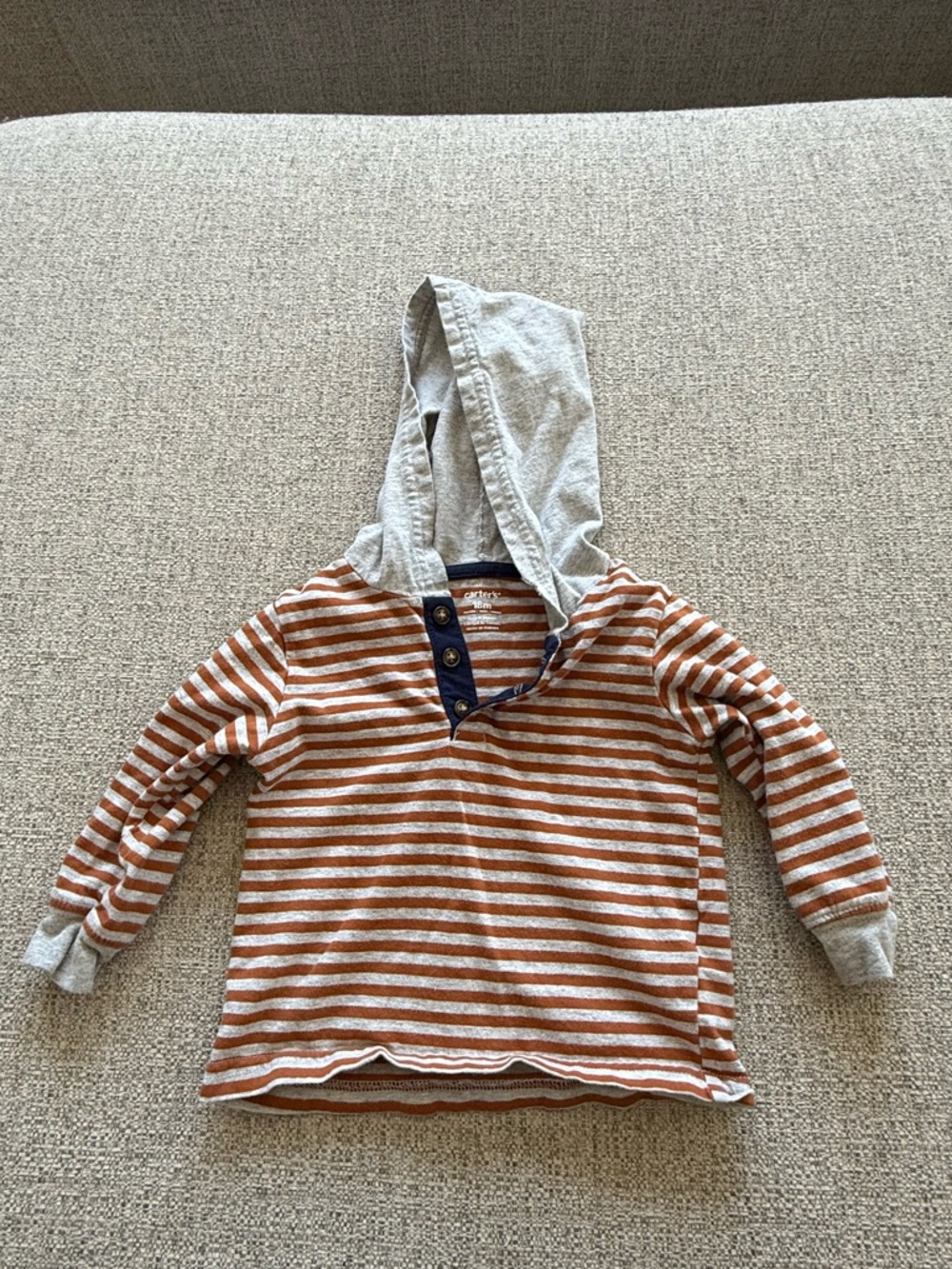 Carter’s Striped Rust & Cream Hooded Kids Long Sleeve